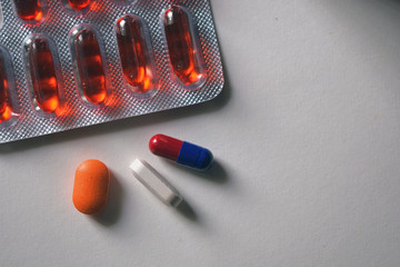 pills on white background