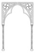 Medieval manuscript style rectangular frame. Gothic style pointed arch. Vertical orientation. EPS10 vector illustration