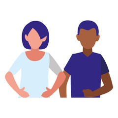 Sticker - young interracial couple avatars characters