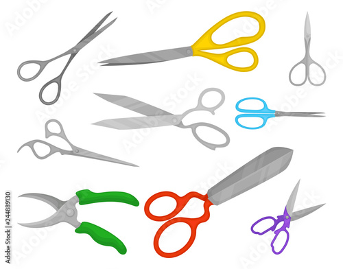 Flat Vector Set Of Different Types Of Scissors For Different