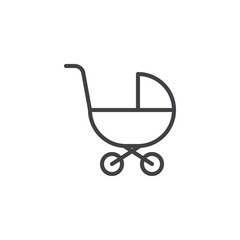 Baby pram line icon. linear style sign for mobile concept and web design. Stroller outline vector icon. Baby cradle symbol, logo illustration. Pixel perfect vector graphics