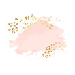 Abstract geometric vector background, brush illustration. Pink ink brush stroke with rich golden exotic leopard animal skin texture