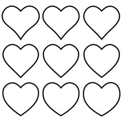 Poster - Set outline heart shape icon, vector heart shape set, for lovers on Valentine day, love symbol