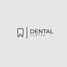 Modern Minimalistic Dentist Logo Design Template.  Line Tooth Creative Symbol. Dental Clinic Vector Sign Mark Icon.