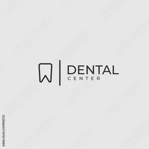 Modern Minimalistic Dentist Logo Design Template Line Tooth