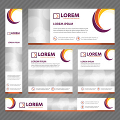 Fototapete - Set of web banners in standard sizes. Vector Abstract Templates design With background and header, diagonal stripes and button. 