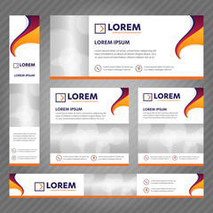 Fototapete - Set of web banners in standard sizes. Vector Abstract Templates design With background and header, diagonal stripes and button. 