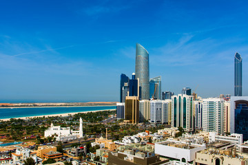 Wall Mural - Abu Dhabi city landmark view of modern buildings