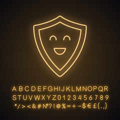 Sticker - Smiling shield neon light icon