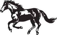 Vector Silhouette Of A Running Horse - Vector