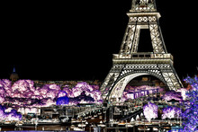 Eiffel Tower In Paris, France. The Concept Of The Photonegative.