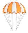 Parachute, orange with white, striped. 3d illustration isolated on white