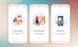 Online shopping. Design of mobile application intro screens. Application templates concept Vector onboarding illustration flat design
