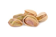 Dried Pistachios On White Background