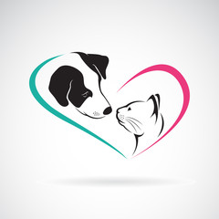 Wall Mural - Vector of dog and cat on a white background. Pet. Animals. Easy editable layered vector illustration.