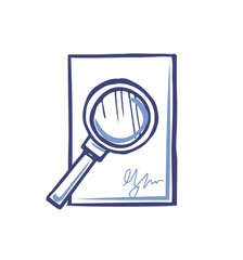 Poster - Magnifying Glass on Empty Sheet of Paper Signature