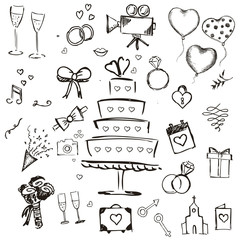 Hand drawing decor elements set. For invitations,weddings,holidays,design templates