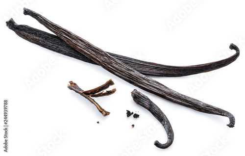Cuadros en Lienzo Dried vanilla stick isolated on white background.
