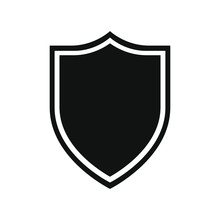 Shield Icon. Protection Symbol. Isolated Sign Black Shield On White Background. Vector Illustration