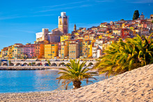 Colorful Cote D Azur Town Of Menton Beach And Architecture View