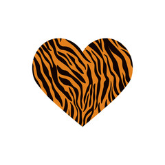 Heart shaped tiger print. Vector illustration. Valentines day. Greeting card