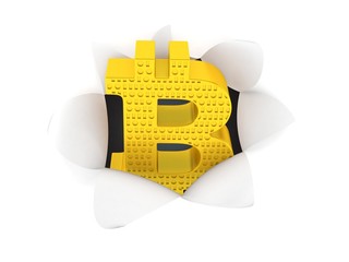 Sticker - Bitcoin symbol inside hole from torn paper