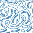 Rope seamless watercolor pattern. Blue and white background. Chains and gems pattern.