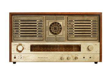 Wall Mural - Retro radio (with clipping path) isolated on white background