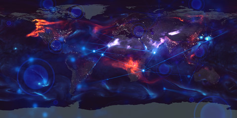 Poster - hologram grid system futuristic of world of social network global earth map elements of this image f