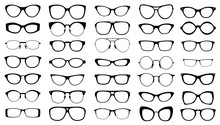 Set Of Black Vector Glasses On White Background