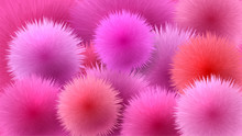 Abstract Background With Pink Fluffy Balls, Funny Cute Background