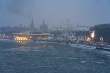 Wall Mural - Blizzard in the Moscow. Kremlin view at that time.