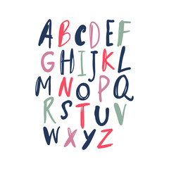 Wall Mural - English vector nursery alphabet. Lettering, isolated letters