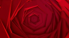 Abstract Animated Video With Concentric Rings Rotating Around The Center From Volumetric Figures In Red Tones