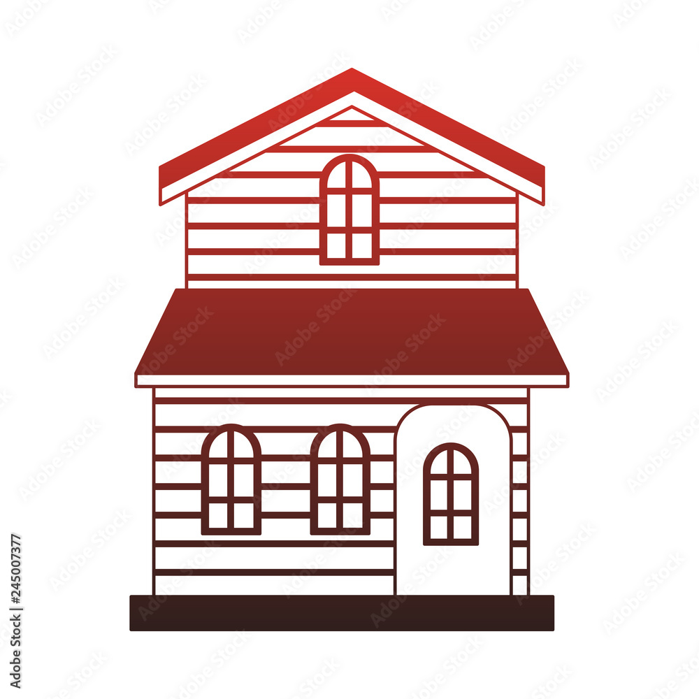Wooden house real estate red lines - obrazy, fototapety, plakaty 