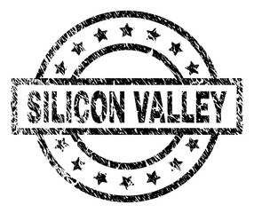 Wall Mural - SILICON VALLEY stamp seal watermark with distress style. Designed with rectangle, circles and stars. Black vector rubber print of SILICON VALLEY caption with corroded texture.