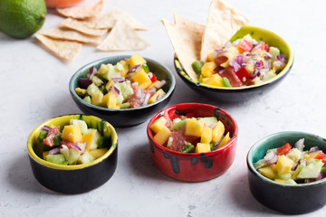 Mango avocado salsa with grapefruit and hot chili pepper