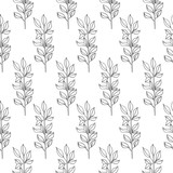 Fototapeta Sypialnia - branch with leaves vector seamless pattern isolated on white background