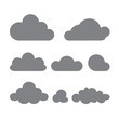 Set of clouds of different forms isolated on a white background