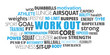 © julied - Workout sport word cloud concept text is outline blue and dark greyconcept text is outline