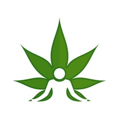 Poster - yoga and cannabis vector logo.