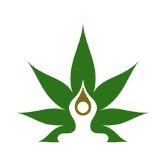 Wall Mural - yoga and cannabis vector logo.