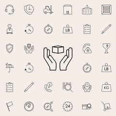 Poster - Hand delivery icon. logistics icons universal set for web and mobile