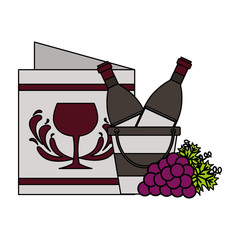 Sticker - wine bottle ice bucket restaurant menu and grapes