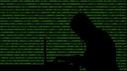 Fototapete - Hacker typing on a laptop with 01 or binary numbers on the computer screen on monitor background matrix, Digital data code in security technology concept. Human shape abstract illustration