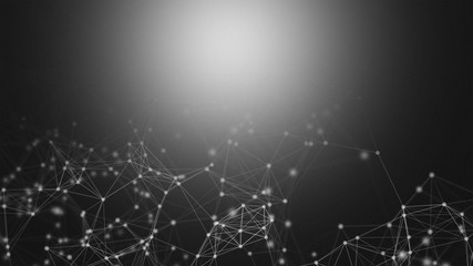 Aufkleber - white digital computer data and network connection triangle lines and spheres in futuristic technolo
