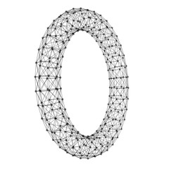 Poster - Wireframe ring. Cloud computing and global network connection lines and spheres in futuristic technology concept on white background. 3d abstract graphic design illustration