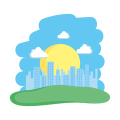 Sticker - landscape and buildings scene