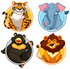 Poster - Wild animals on circle template