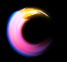 Vivid abstract background. Beautiful design of rotation frame.  .Mystical portal. Bright sphere lens. Rotating lines. Glow ring. .Magic neon ball. Led blurred swirl. Spiral glint lines.